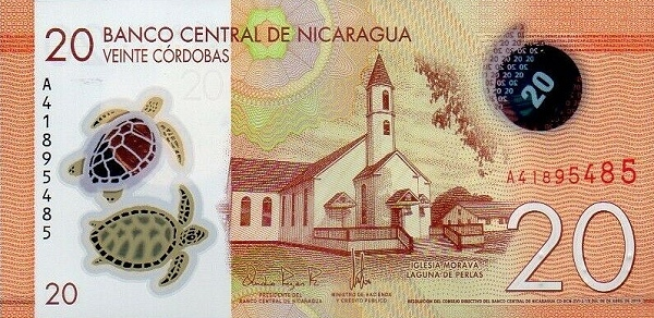 (078) Nicaragua P210b - 20 Cordobas (2019)